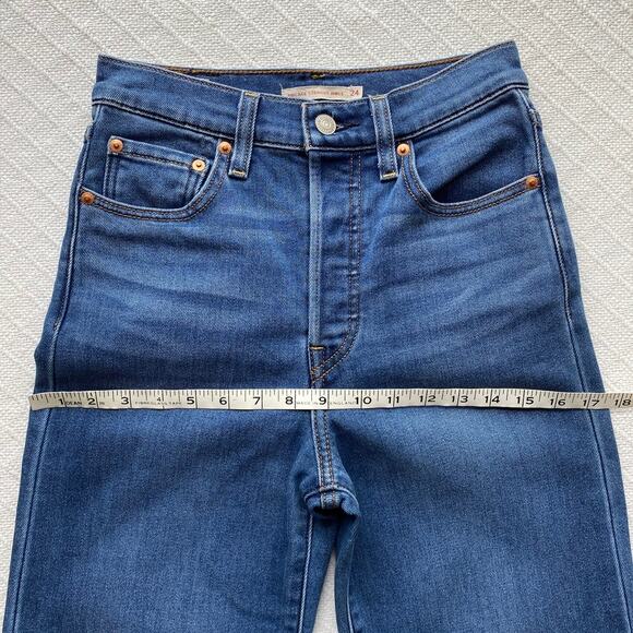 Levi’s Premium Ribcage Straight Ankle Jeans Medium Blue Women’s Size 24 - Picture 16 of 16